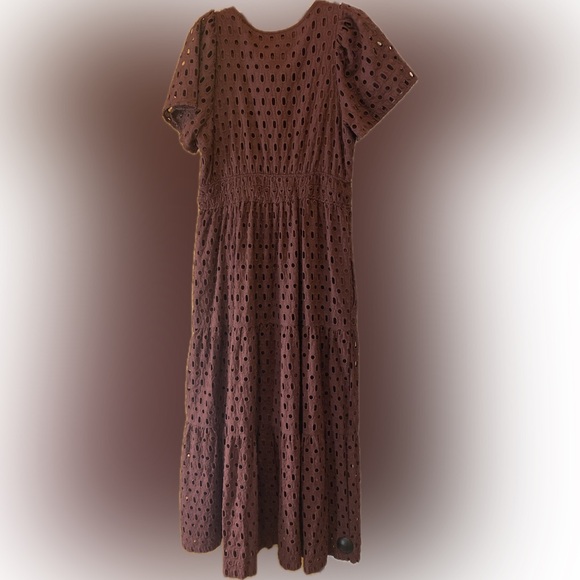 NWT Anthropologie Somerset Maxi Dress Eyelet Edition BROWN - Picture 4 of 10